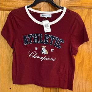 Madden Girl Burgundy Athletic Tee